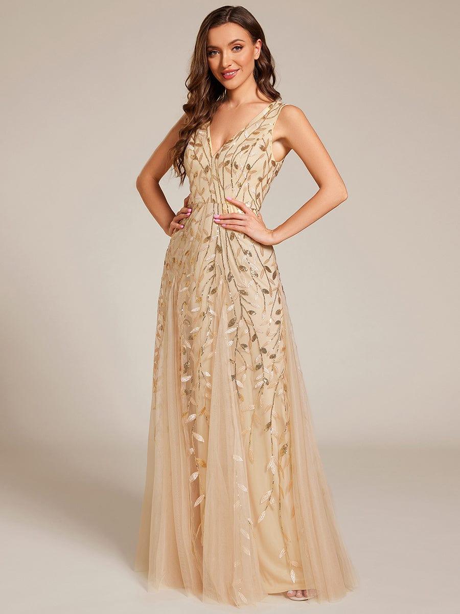 ever ZOEY|Sleeveless V-Neck Sequined A-Line Evening Dresses - Image 42