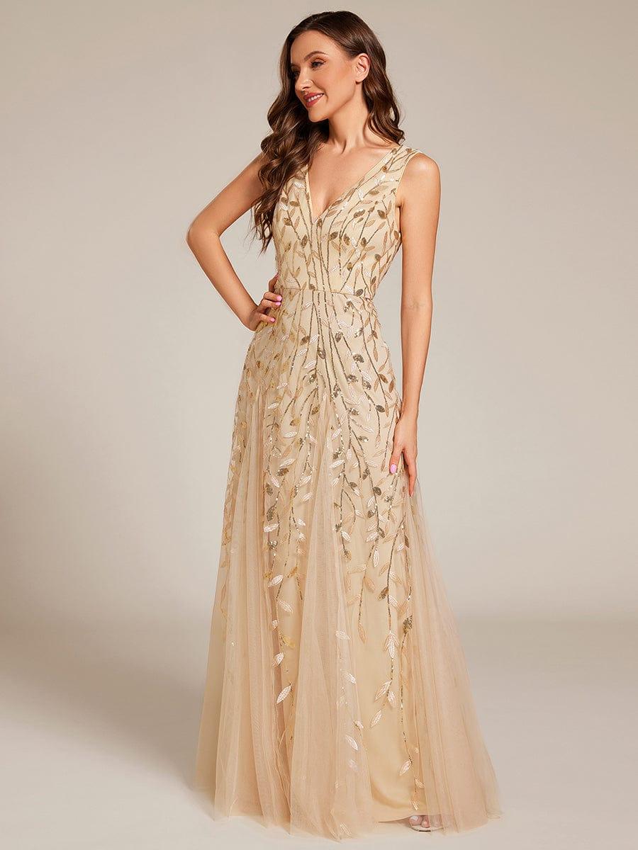 ever ZOEY|Sleeveless V-Neck Sequined A-Line Evening Dresses - Image 45