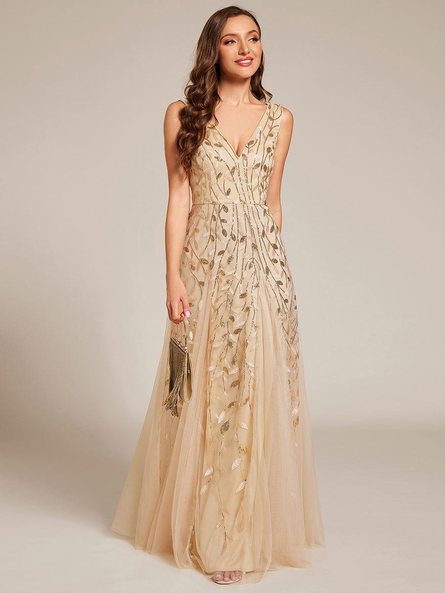 ever ZOEY|Sleeveless V-Neck Sequined A-Line Evening Dresses - Image 46