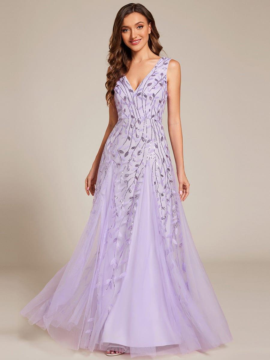 ever ZOEY|Sleeveless V-Neck Sequined A-Line Evening Dresses - Image 47