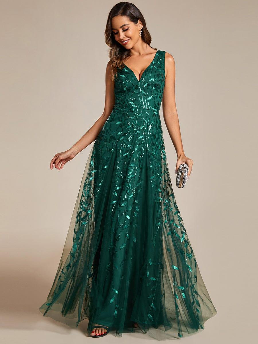 ever ZOEY|Sleeveless V-Neck Sequined A-Line Evening Dresses - Image 5
