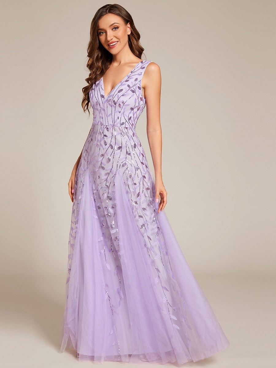 ever ZOEY|Sleeveless V-Neck Sequined A-Line Evening Dresses - Image 50
