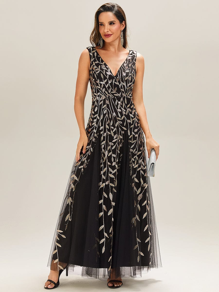 ever ZOEY|Sleeveless V-Neck Sequined A-Line Evening Dresses - Image 52