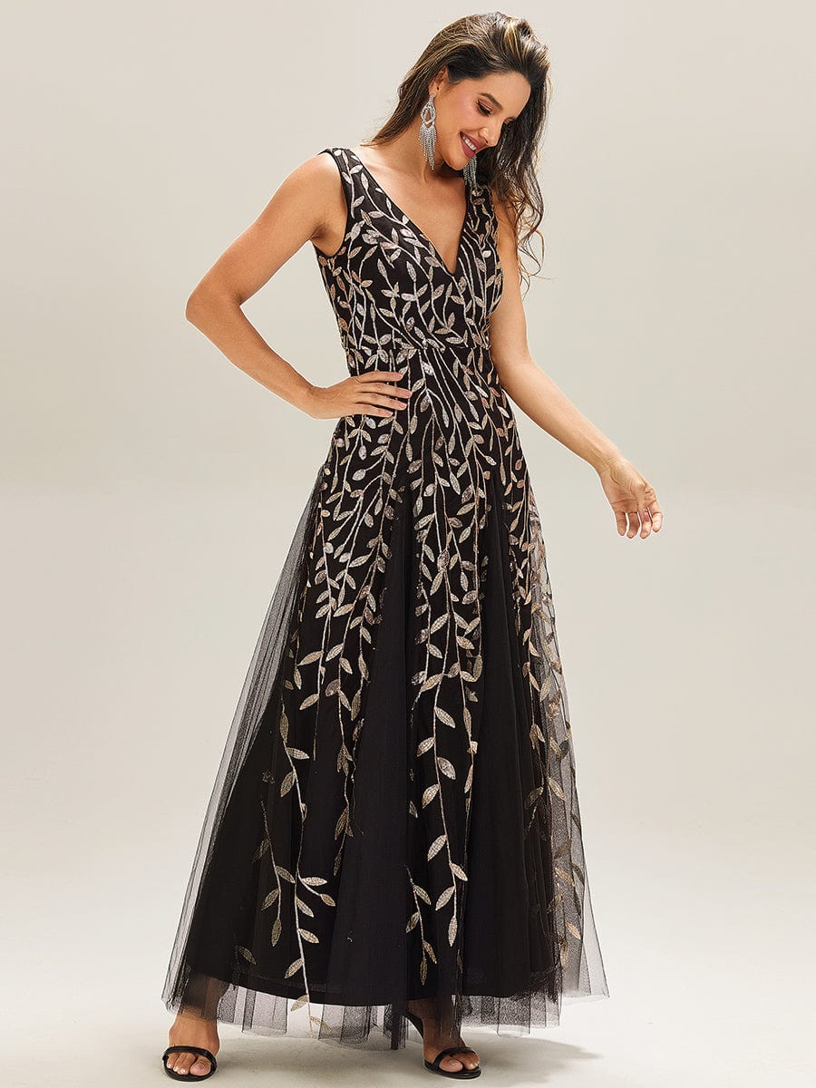 ever ZOEY|Sleeveless V-Neck Sequined A-Line Evening Dresses - Image 54