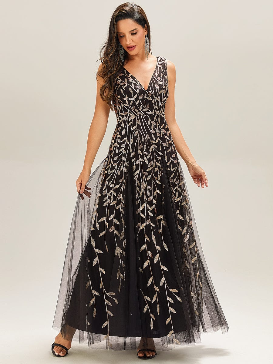 ever ZOEY|Sleeveless V-Neck Sequined A-Line Evening Dresses - Image 56