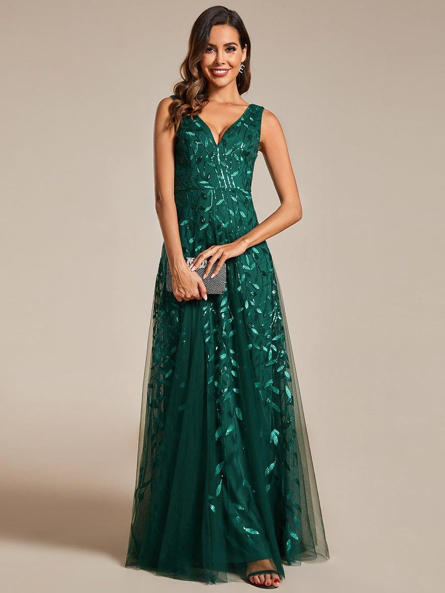 ever ZOEY|Sleeveless V-Neck Sequined A-Line Evening Dresses - Image 6