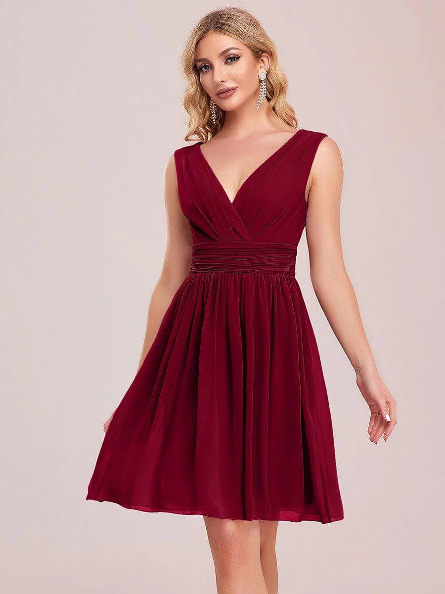 Knee-Length Chiffon Bridesmaid Dresses for Women with V-Neck - Image 12