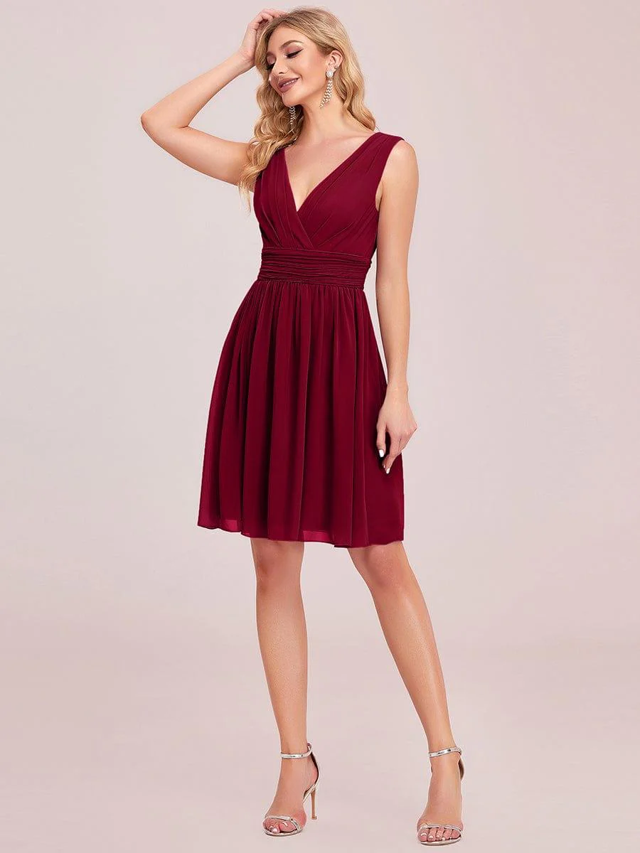 Knee-Length Chiffon Bridesmaid Dresses for Women with V-Neck - Image 13