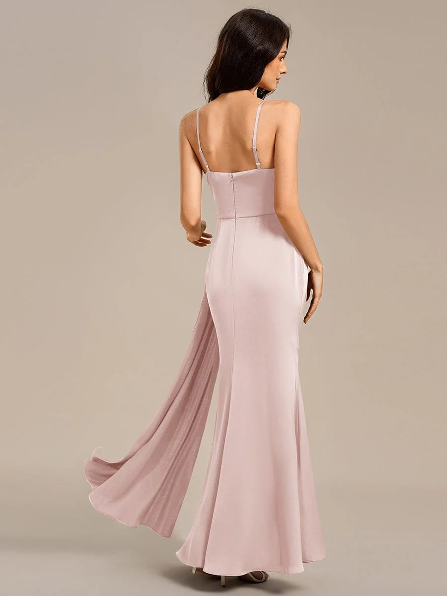 ever LIORA|Designer Spaghetti Straps Side Slit Mermaid Satin Bridesmaid Dress - Image 17