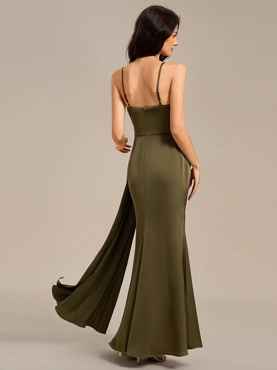 ever LIORA|Designer Spaghetti Straps Side Slit Mermaid Satin Bridesmaid Dress - Image 7