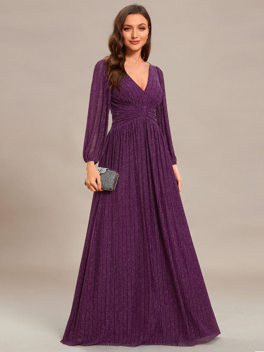 ever BRYM|Sparkle Long Sleeve Formal Evening Dress with A-line Silhouette - Image 63