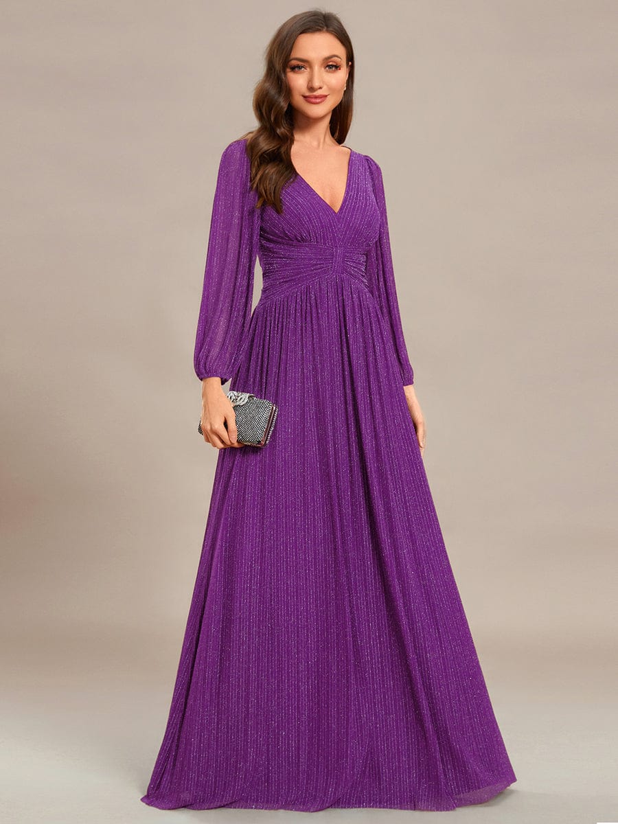 ever BRYM|Sparkle Long Sleeve Formal Evening Dress with A-line Silhouette - Image 73