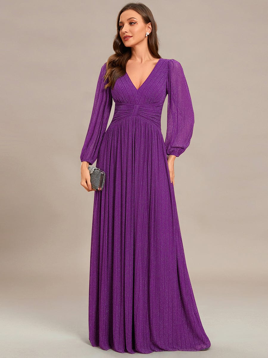 ever BRYM|Sparkle Long Sleeve Formal Evening Dress with A-line Silhouette - Image 77