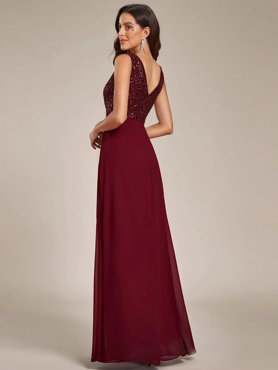 Sparkling Sequin V-Neck A-Line Evening Dress - Image 10