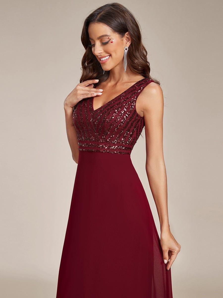 Sparkling Sequin V-Neck A-Line Evening Dress - Image 11