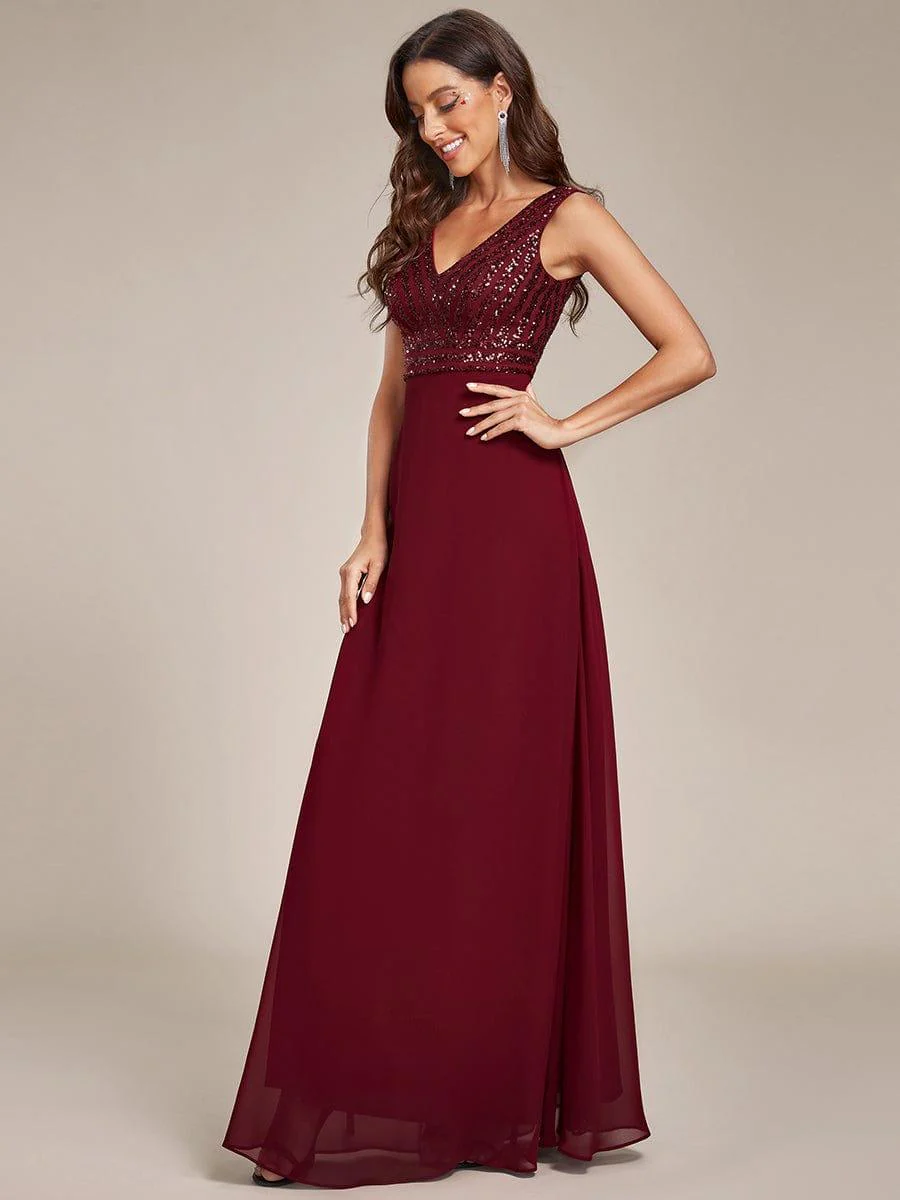 Sparkling Sequin V-Neck A-Line Evening Dress - Image 13