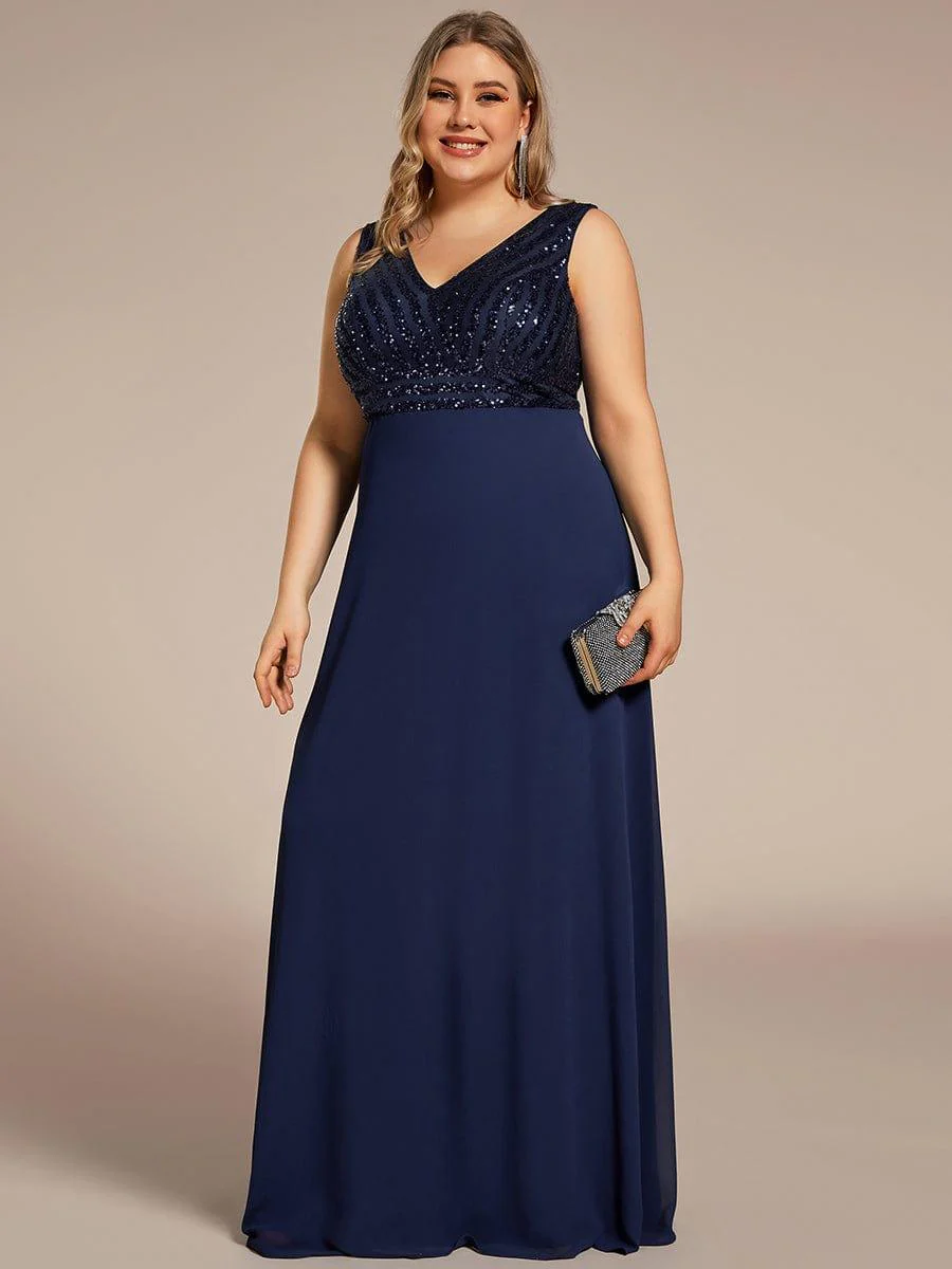 Sparkling Sequin V-Neck A-Line Evening Dress - Image 22