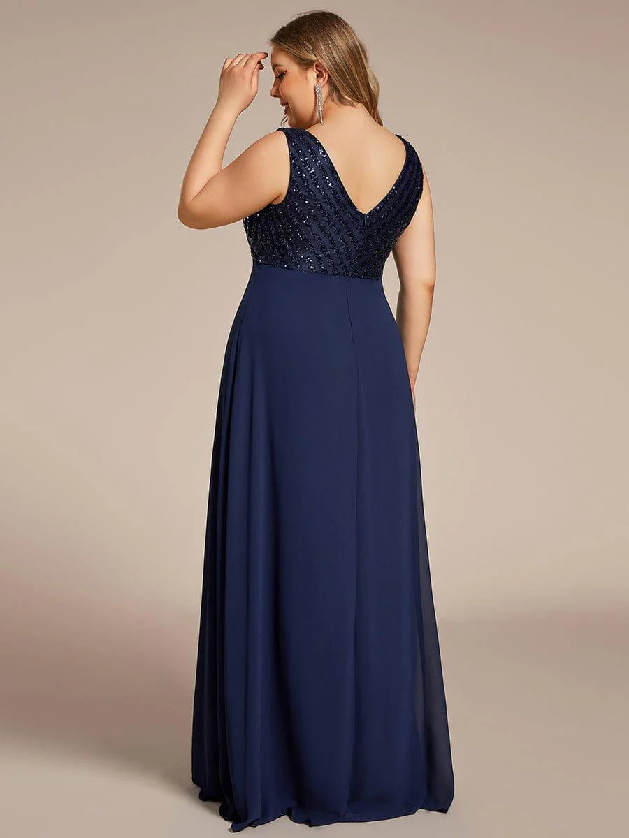 Sparkling Sequin V-Neck A-Line Evening Dress - Image 23