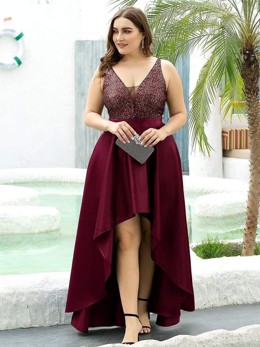 pretty ALYNA|Sparkly Plus Size Prom Dresses for Women with Irregular Hem - Image 10