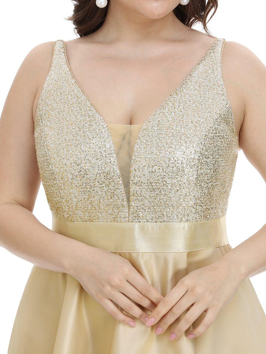 pretty ALYNA|Sparkly Plus Size Prom Dresses for Women with Irregular Hem - Image 20