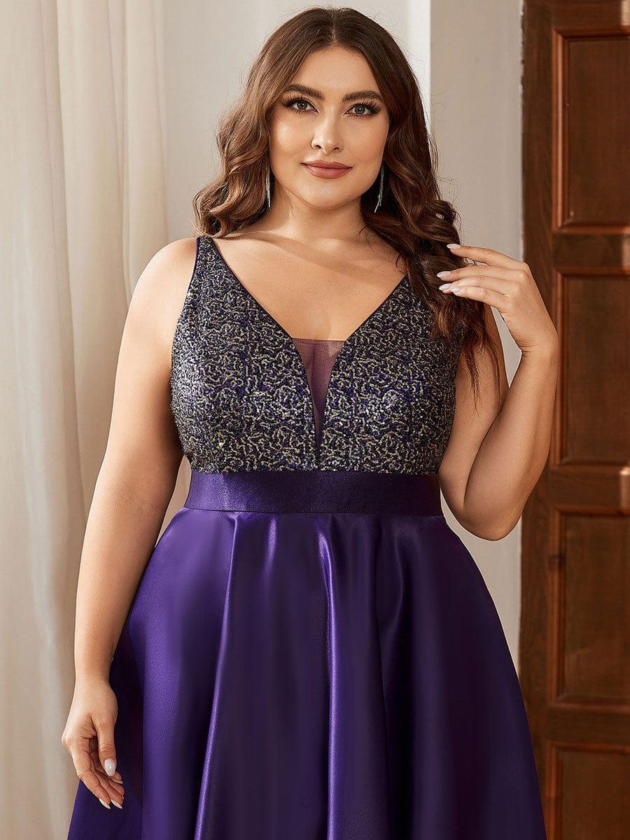 pretty ALYNA|Sparkly Plus Size Prom Dresses for Women with Irregular Hem - Image 30
