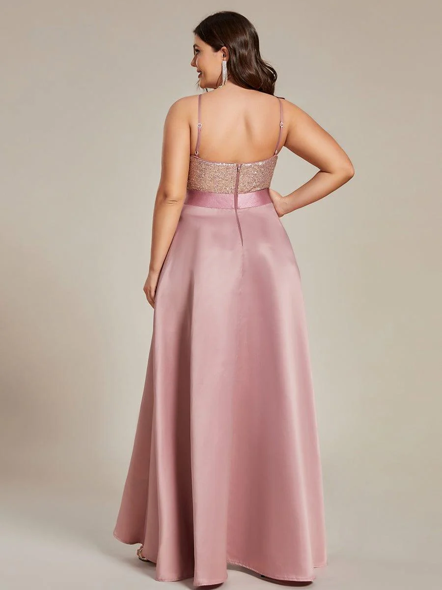 pretty ALYNA|Sparkly Plus Size Prom Dresses for Women with Irregular Hem - Image 49