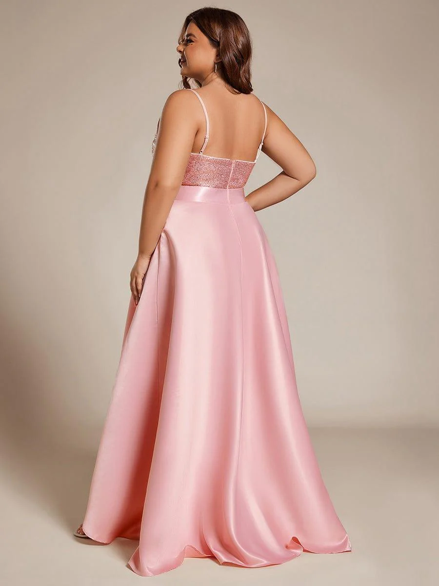 pretty ALYNA|Sparkly Plus Size Prom Dresses for Women with Irregular Hem - Image 54