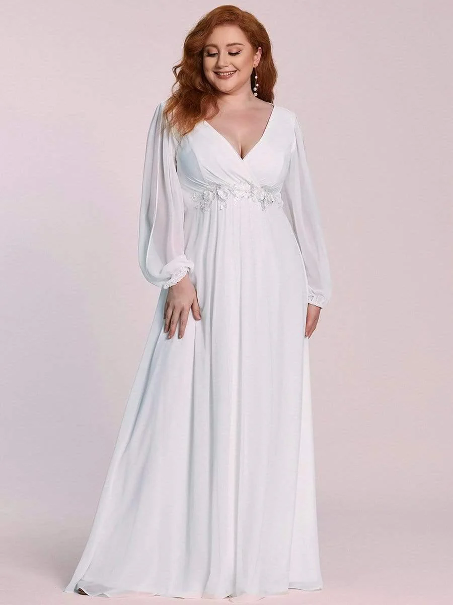 pretty AMOUR | Plus Size Chiffon Evening Dress with Lantern Sleeves - Image 16