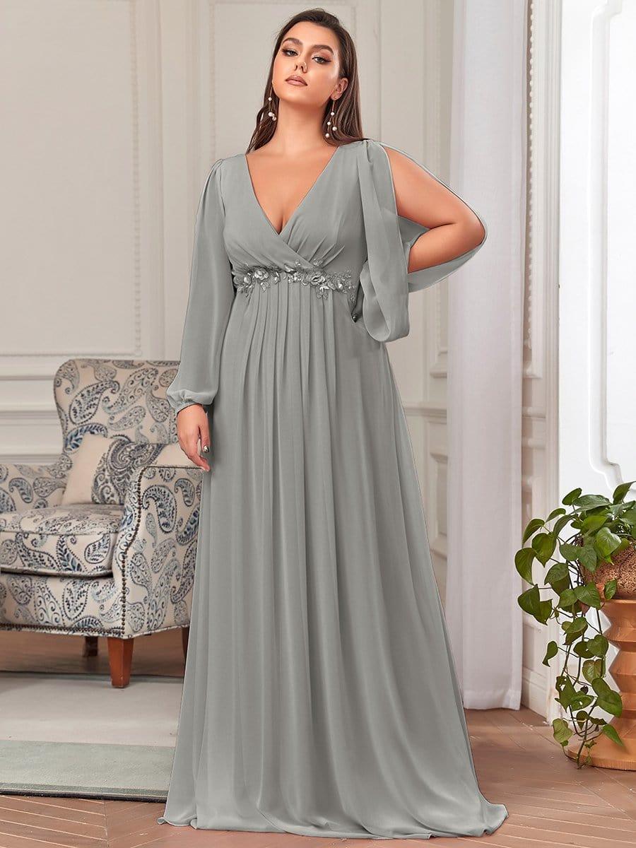 pretty AMOUR | Plus Size Chiffon Evening Dress with Lantern Sleeves - Image 27