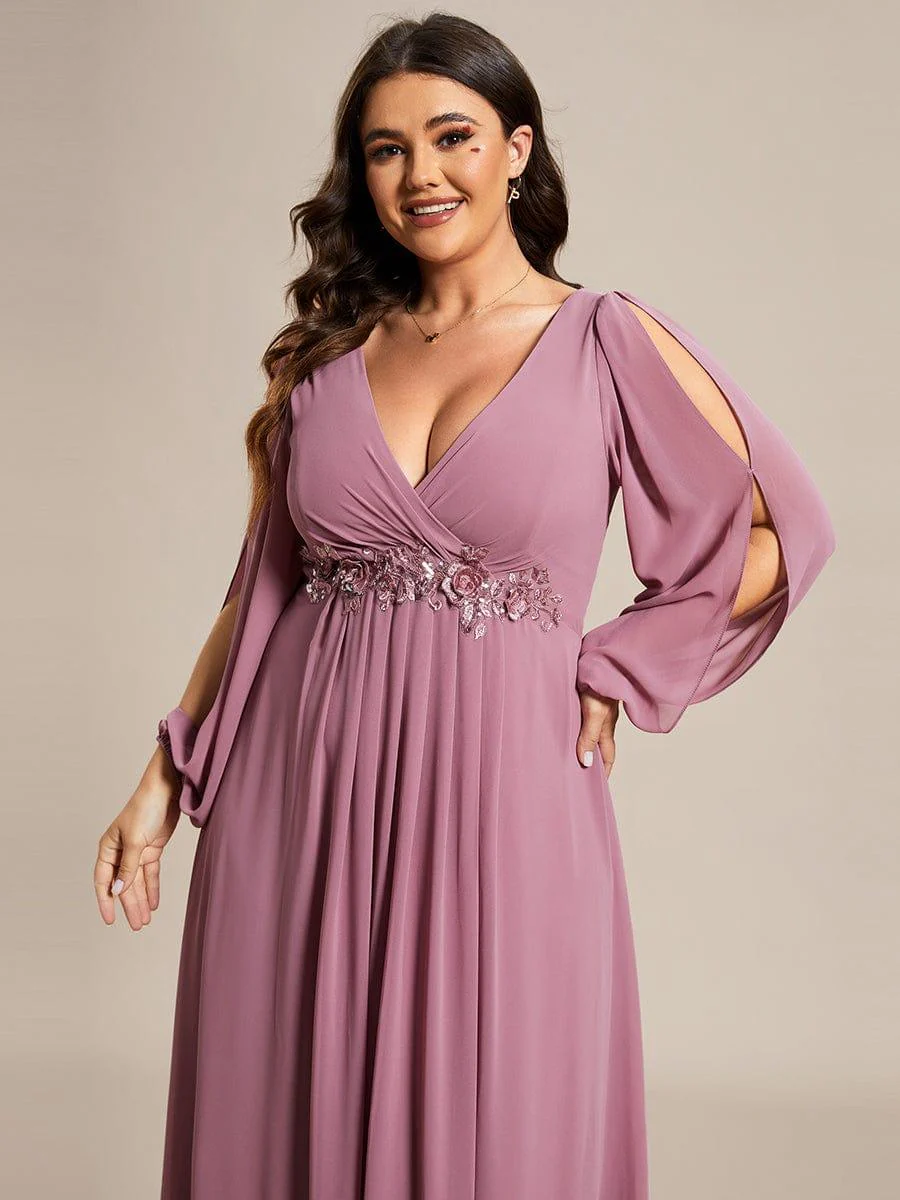 pretty AMOUR | Plus Size Chiffon Evening Dress with Lantern Sleeves - Image 39