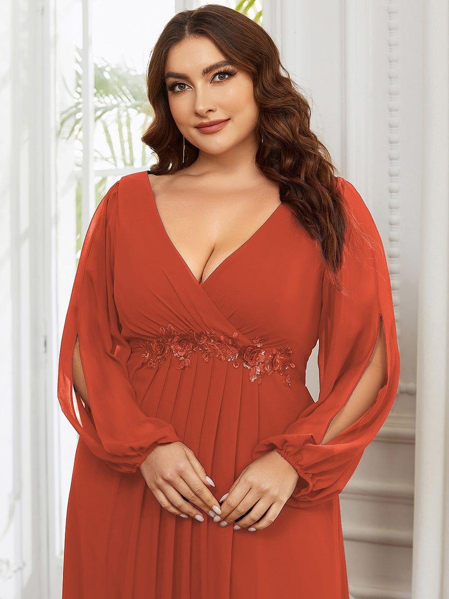 pretty AMOUR | Plus Size Chiffon Evening Dress with Lantern Sleeves - Image 58