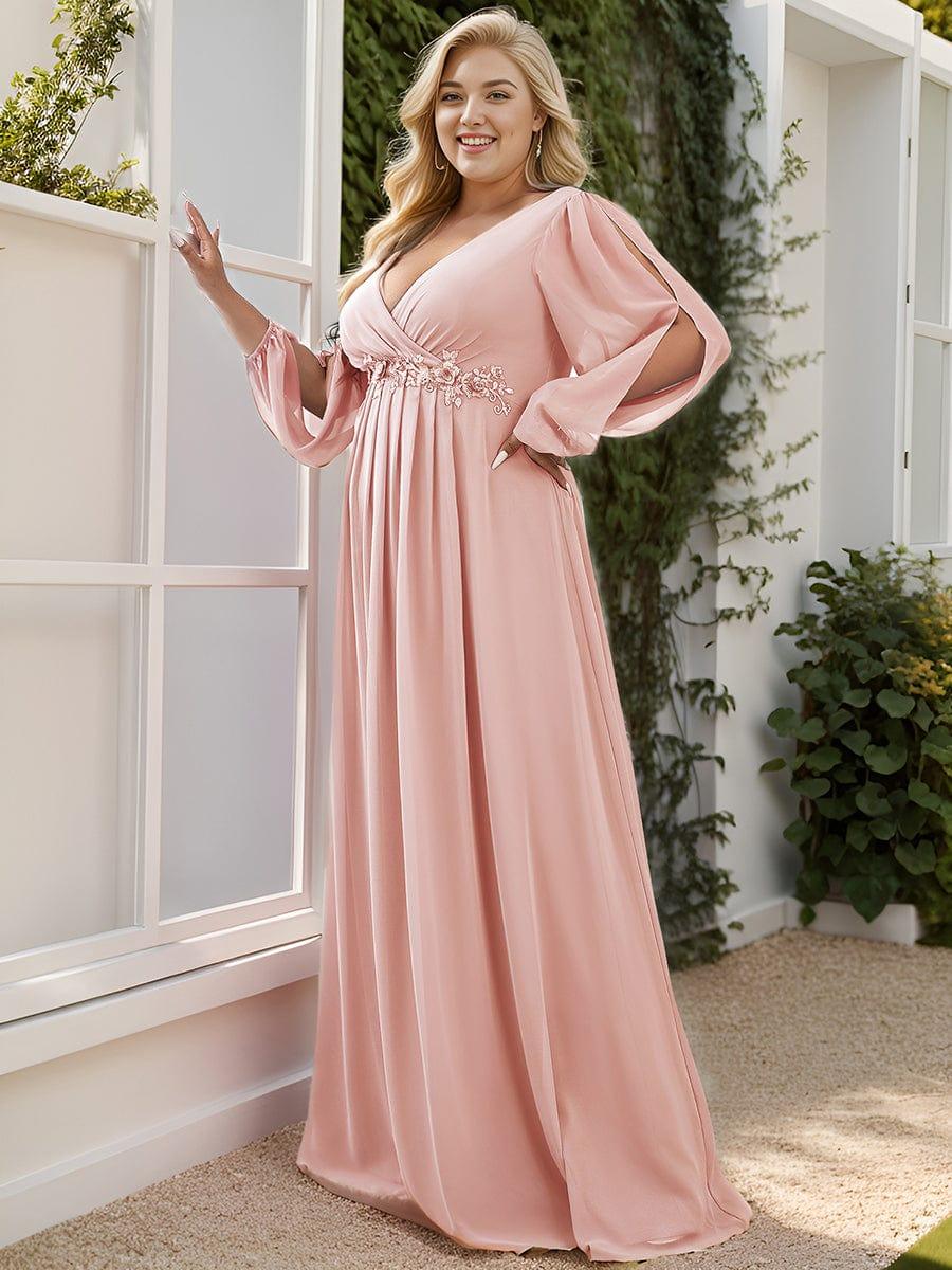 pretty AMOUR | Plus Size Chiffon Evening Dress with Lantern Sleeves - Image 66