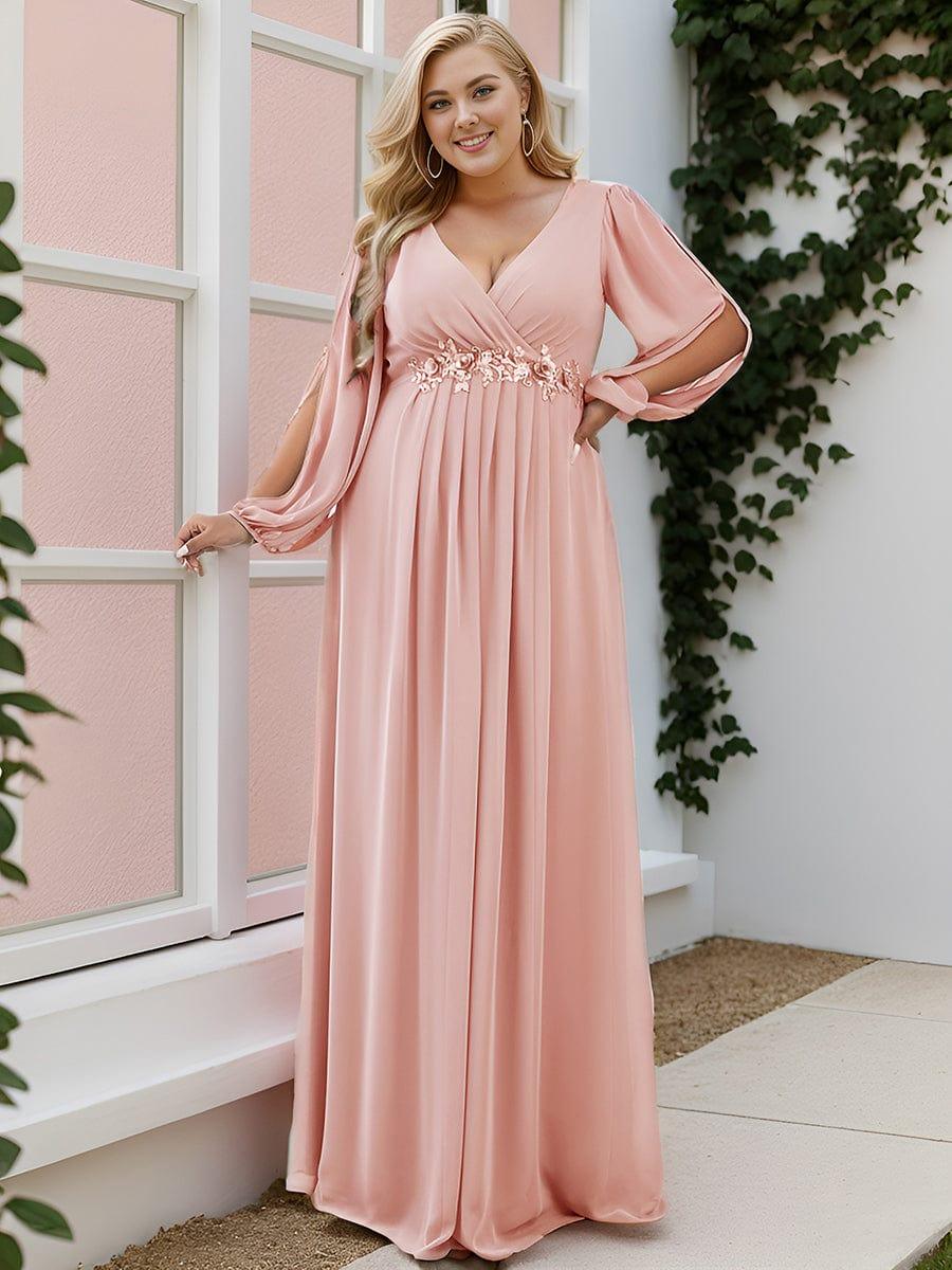 pretty AMOUR | Plus Size Chiffon Evening Dress with Lantern Sleeves - Image 67