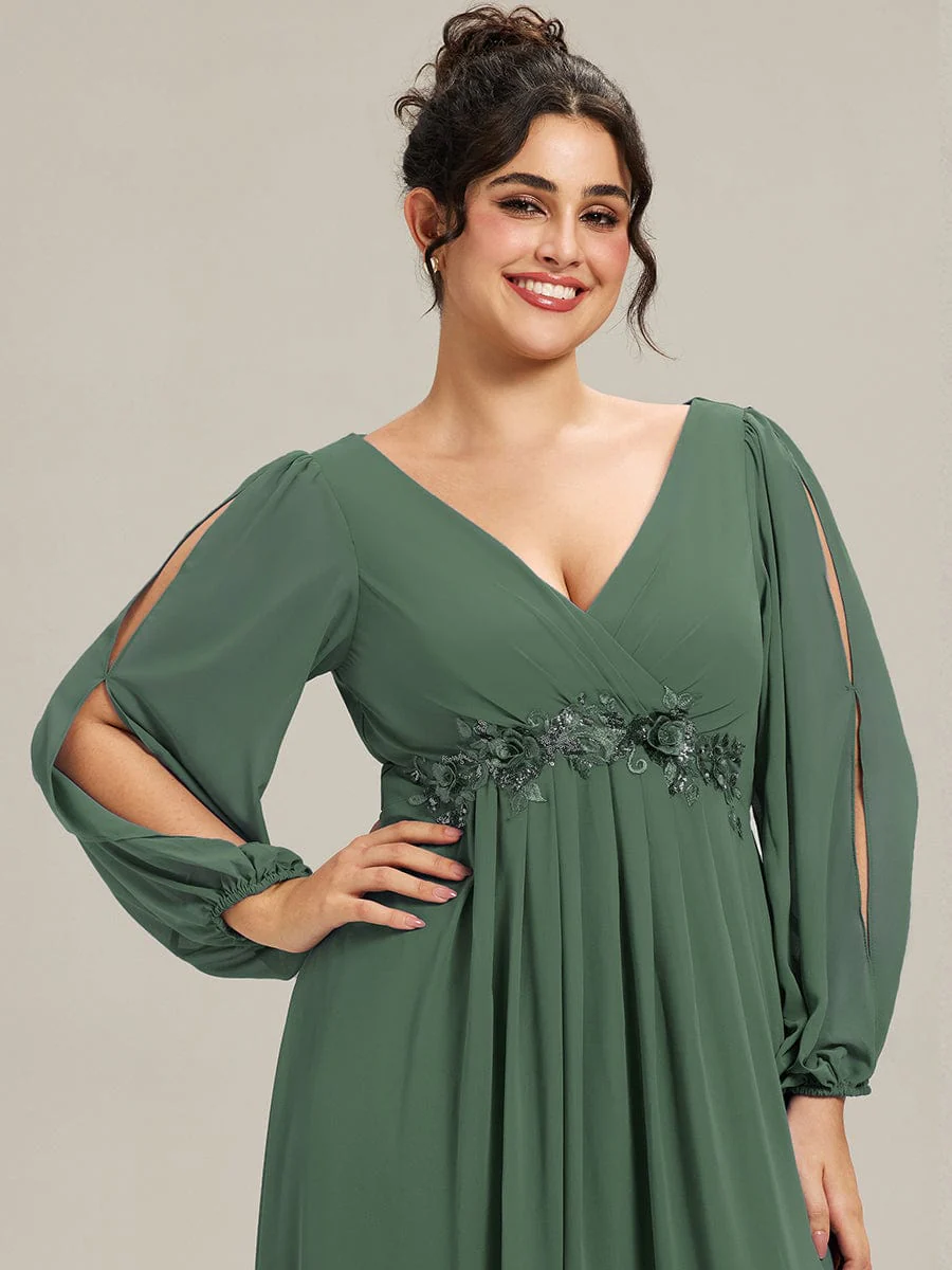 pretty AMOUR | Plus Size Chiffon Evening Dress with Lantern Sleeves - Image 70