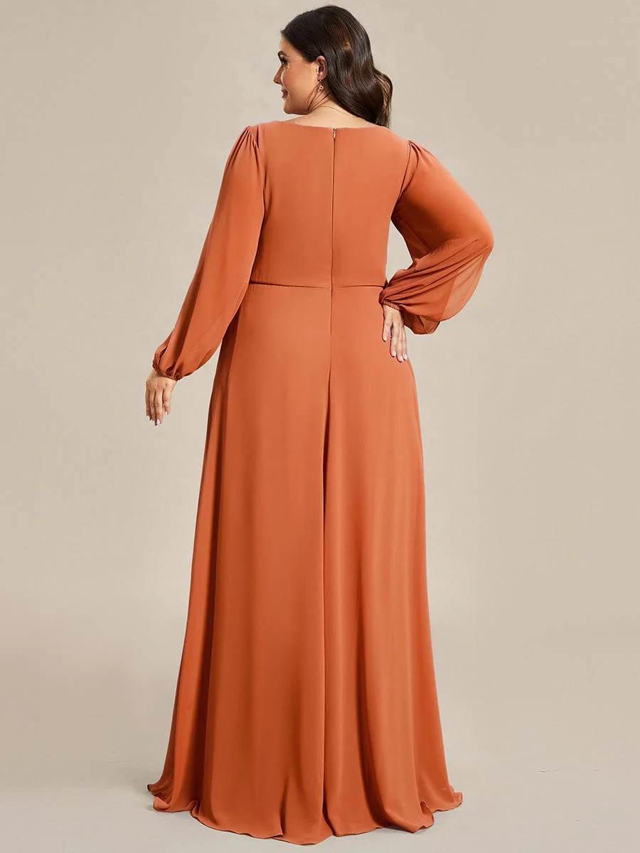 pretty AMOUR | Plus Size Chiffon Evening Dress with Lantern Sleeves - Image 84