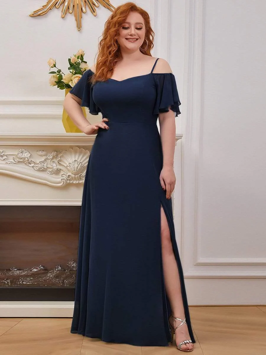 ever REYA|Stylish Cold-Shoulder Split Floor Length Wedding Guest Dress - Image 13