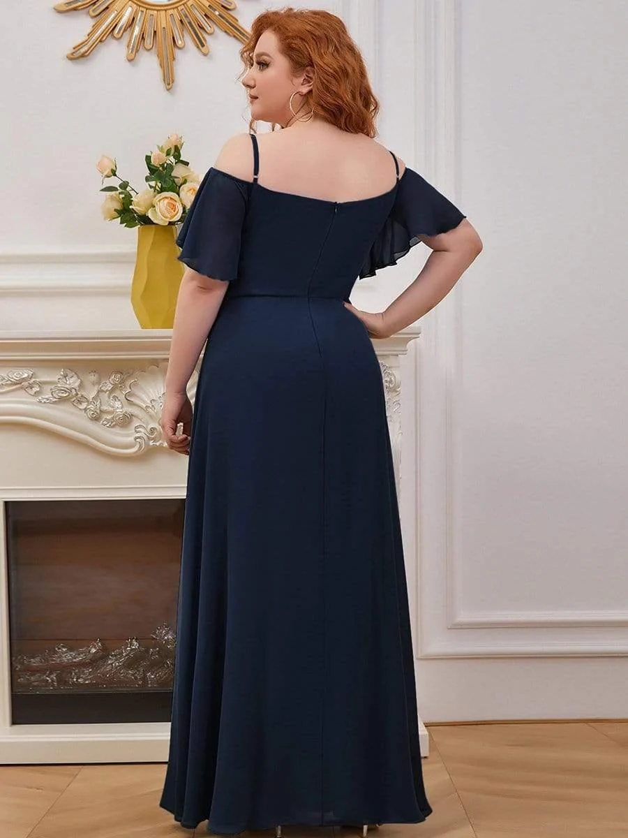 ever REYA|Stylish Cold-Shoulder Split Floor Length Wedding Guest Dress - Image 14