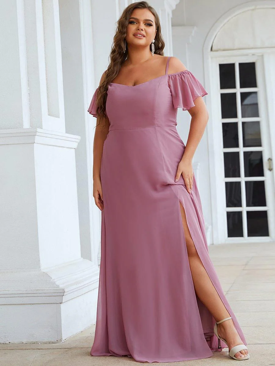 ever REYA|Stylish Cold-Shoulder Split Floor Length Wedding Guest Dress - Image 21
