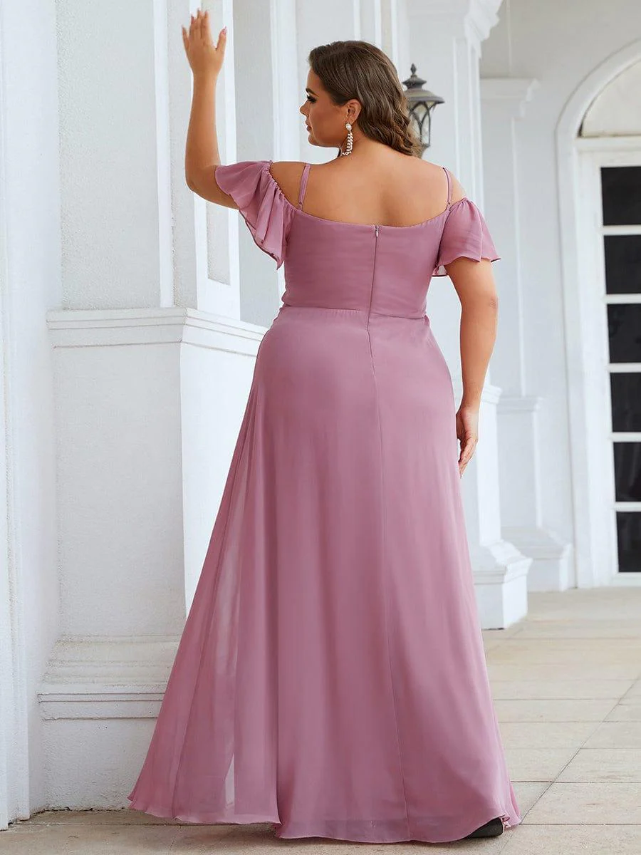 ever REYA|Stylish Cold-Shoulder Split Floor Length Wedding Guest Dress - Image 22
