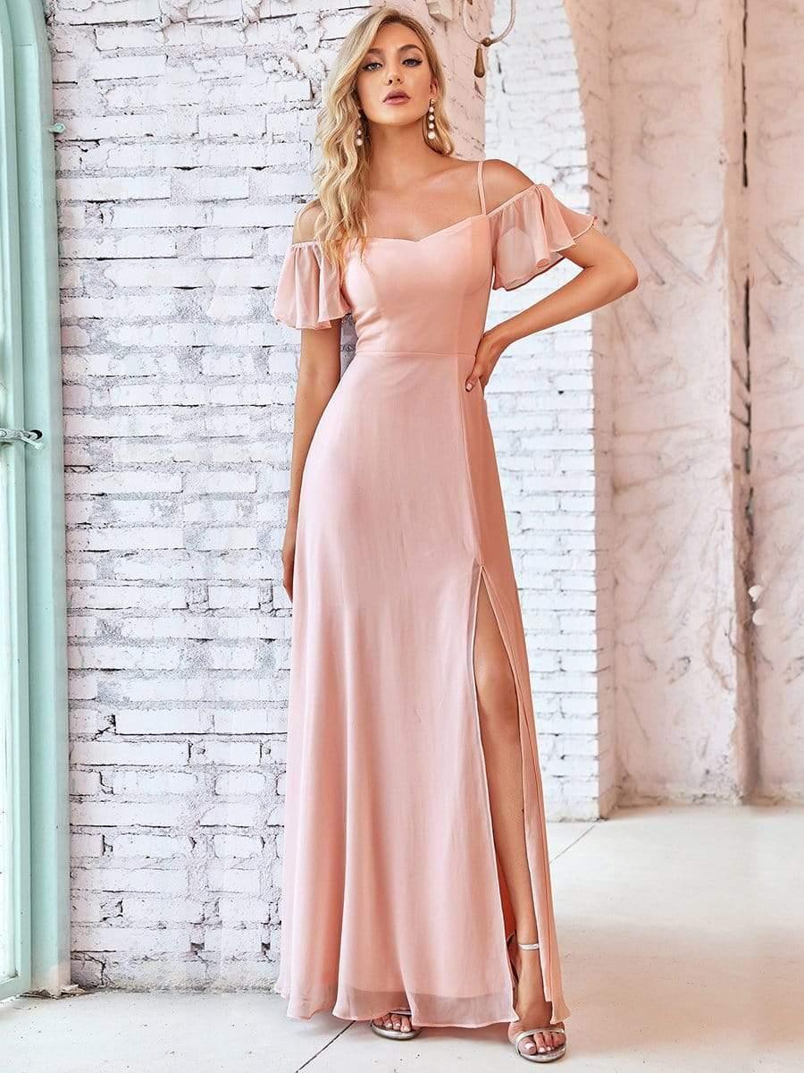 ever REYA|Stylish Cold-Shoulder Split Floor Length Wedding Guest Dress - Image 23