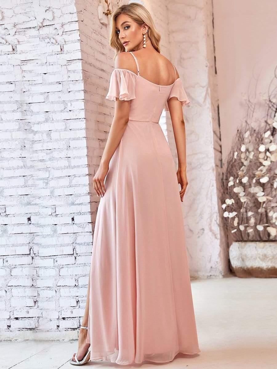 ever REYA|Stylish Cold-Shoulder Split Floor Length Wedding Guest Dress - Image 24