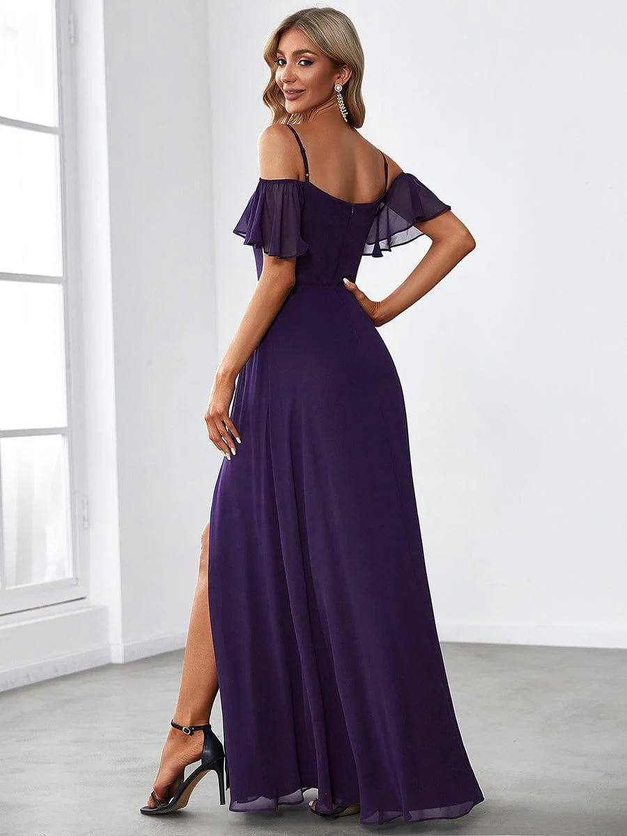 ever REYA|Stylish Cold-Shoulder Split Floor Length Wedding Guest Dress - Image 31
