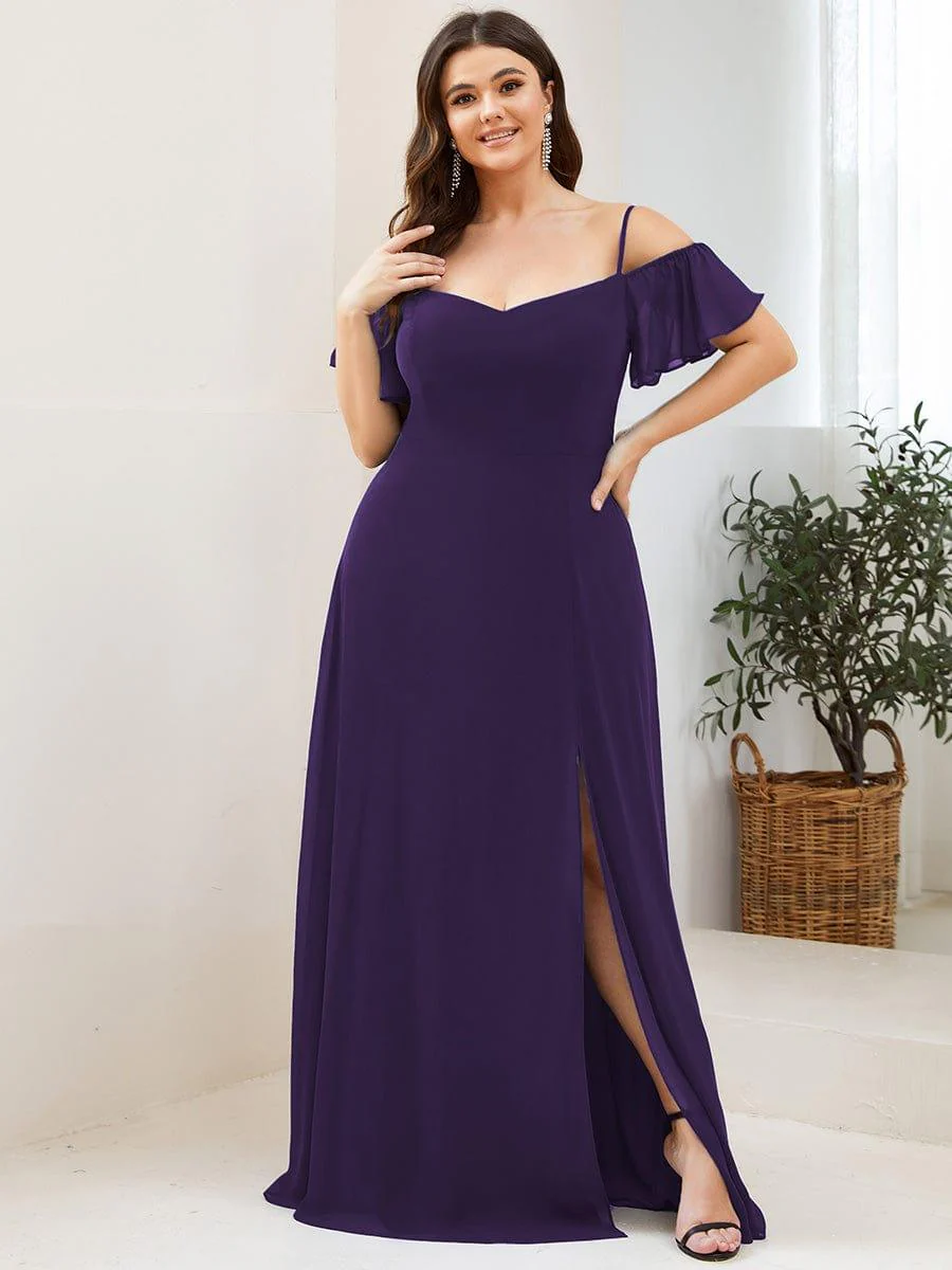 ever REYA|Stylish Cold-Shoulder Split Floor Length Wedding Guest Dress - Image 34