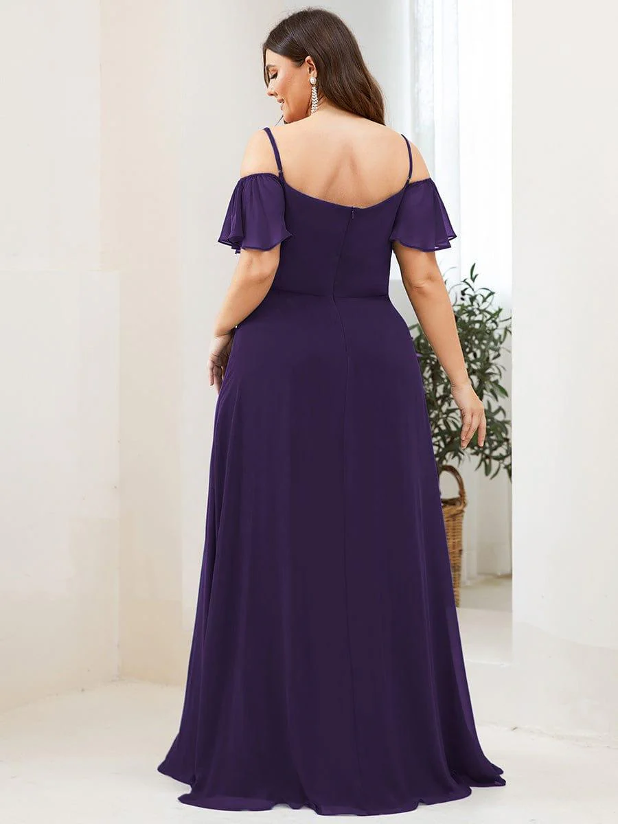 ever REYA|Stylish Cold-Shoulder Split Floor Length Wedding Guest Dress - Image 35