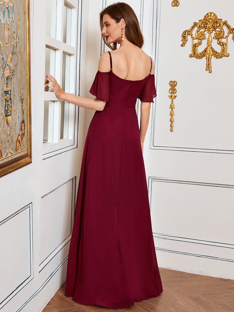 ever REYA|Stylish Cold-Shoulder Split Floor Length Wedding Guest Dress - Image 37