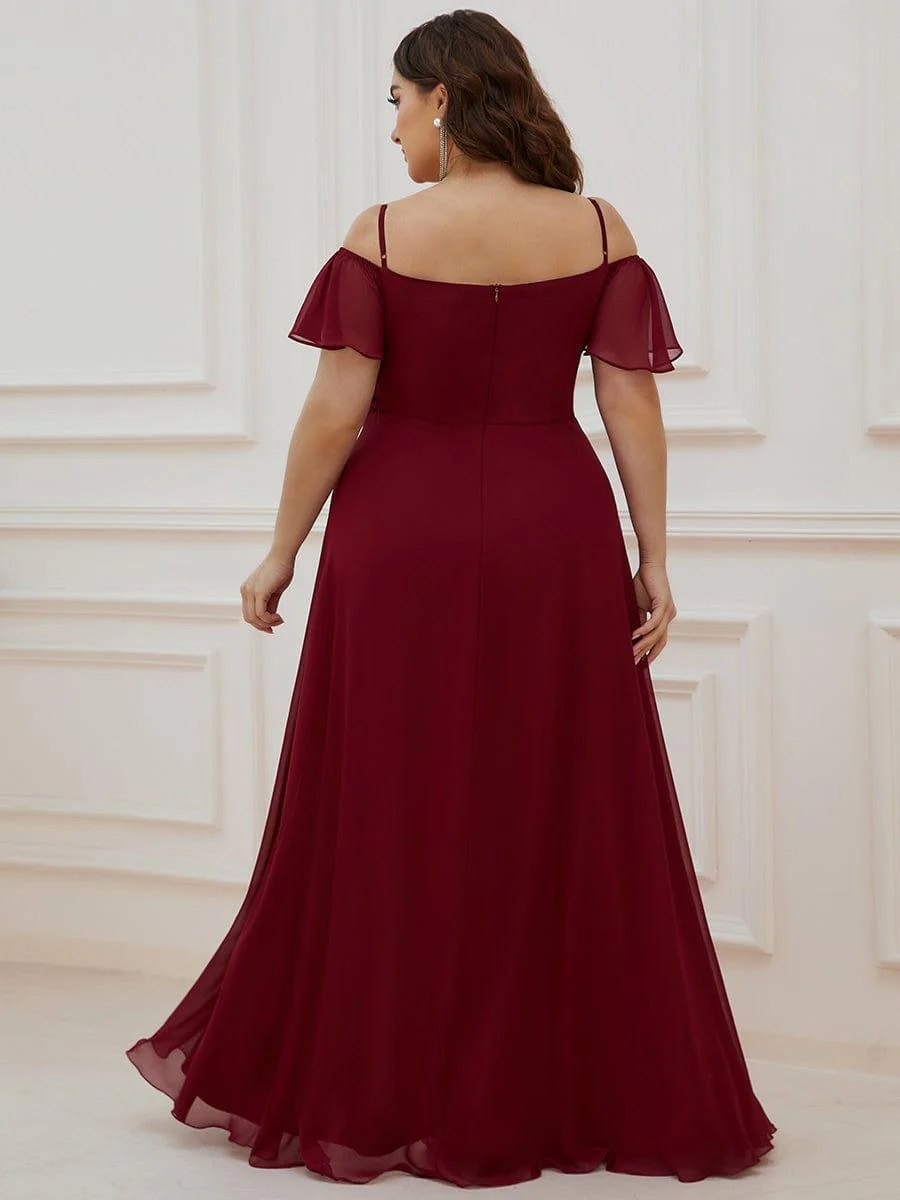 ever REYA|Stylish Cold-Shoulder Split Floor Length Wedding Guest Dress - Image 41