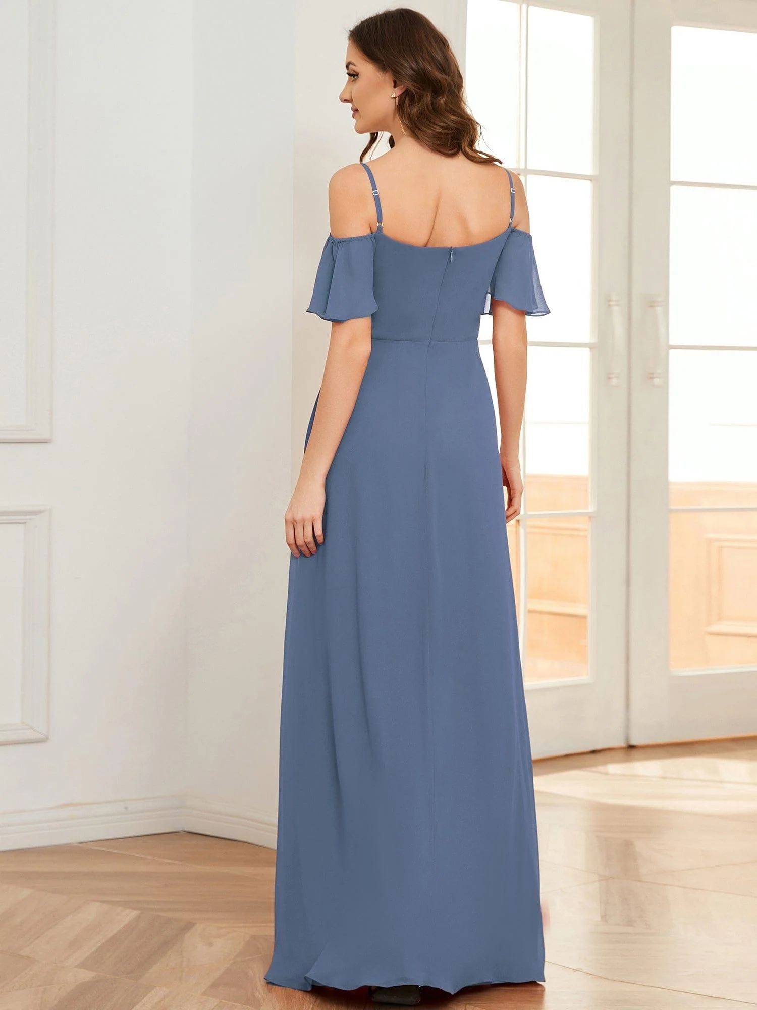 ever REYA|Stylish Cold-Shoulder Split Floor Length Wedding Guest Dress - Image 43