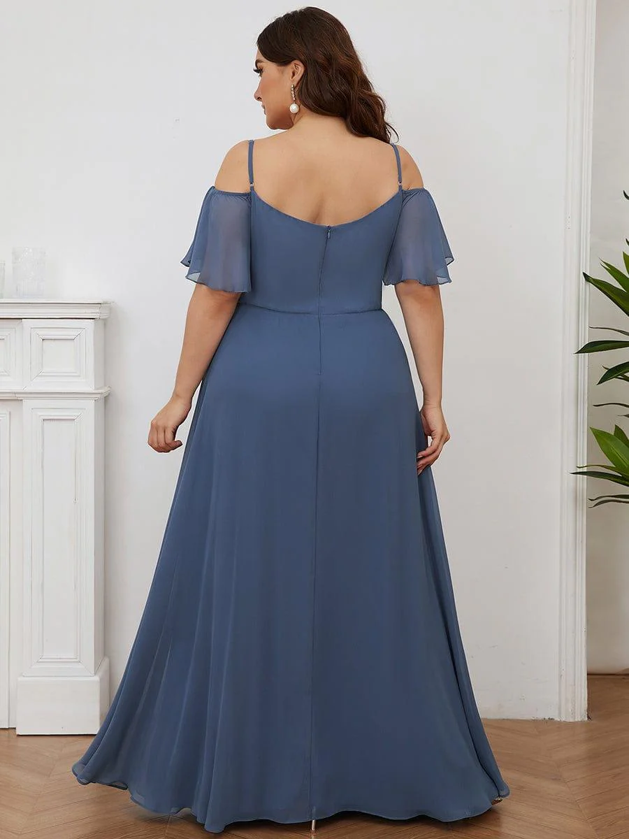 ever REYA|Stylish Cold-Shoulder Split Floor Length Wedding Guest Dress - Image 48