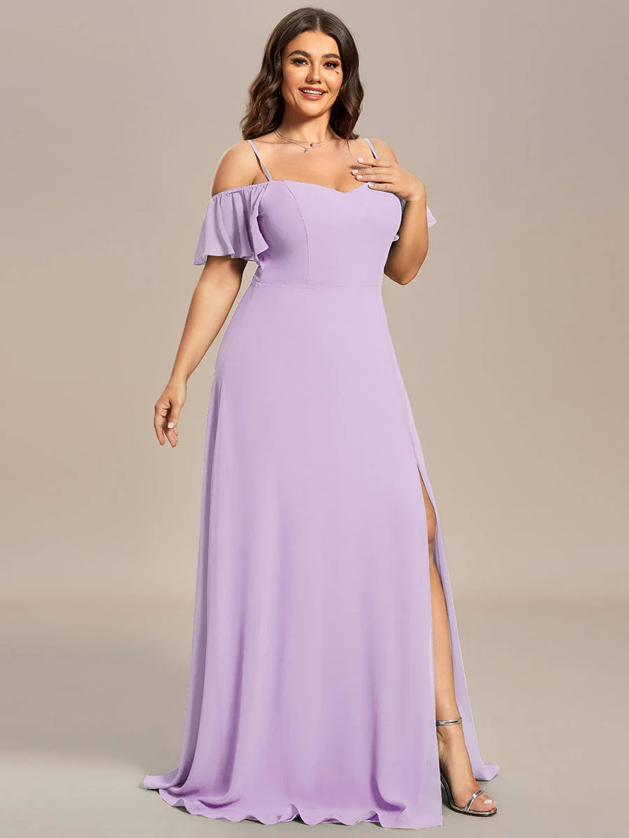 ever REYA|Stylish Cold-Shoulder Split Floor Length Wedding Guest Dress - Image 57