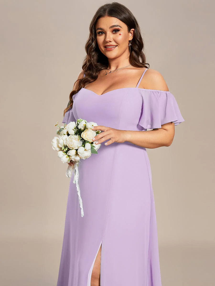 ever REYA|Stylish Cold-Shoulder Split Floor Length Wedding Guest Dress - Image 58